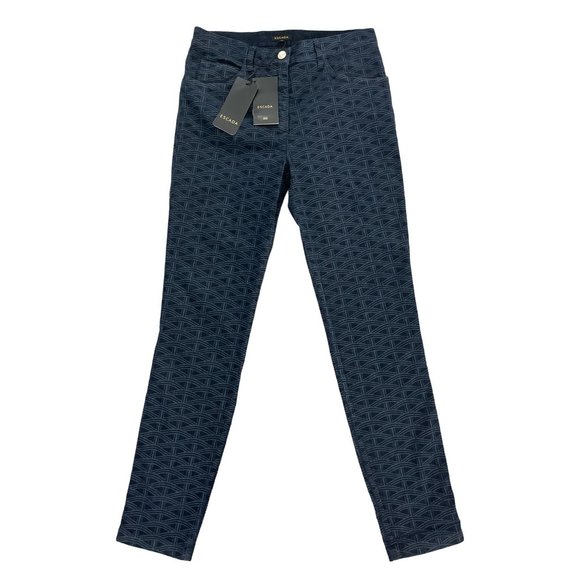 Escada Women's Patterned Straight Leg‎ Jeans Size 8 / 38 NWT $285 Metal Logo - Picture 1 of 12